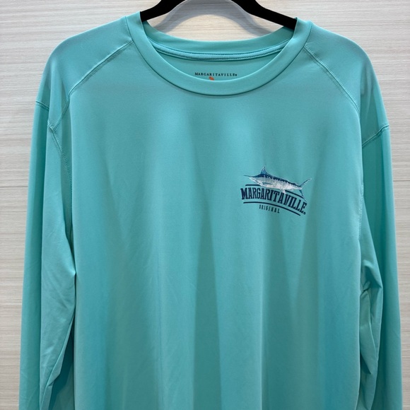Margaritaville Island Reserve Fish Logo Teal Lightweight Long Sleeve Tee size L - Picture 1 of 7